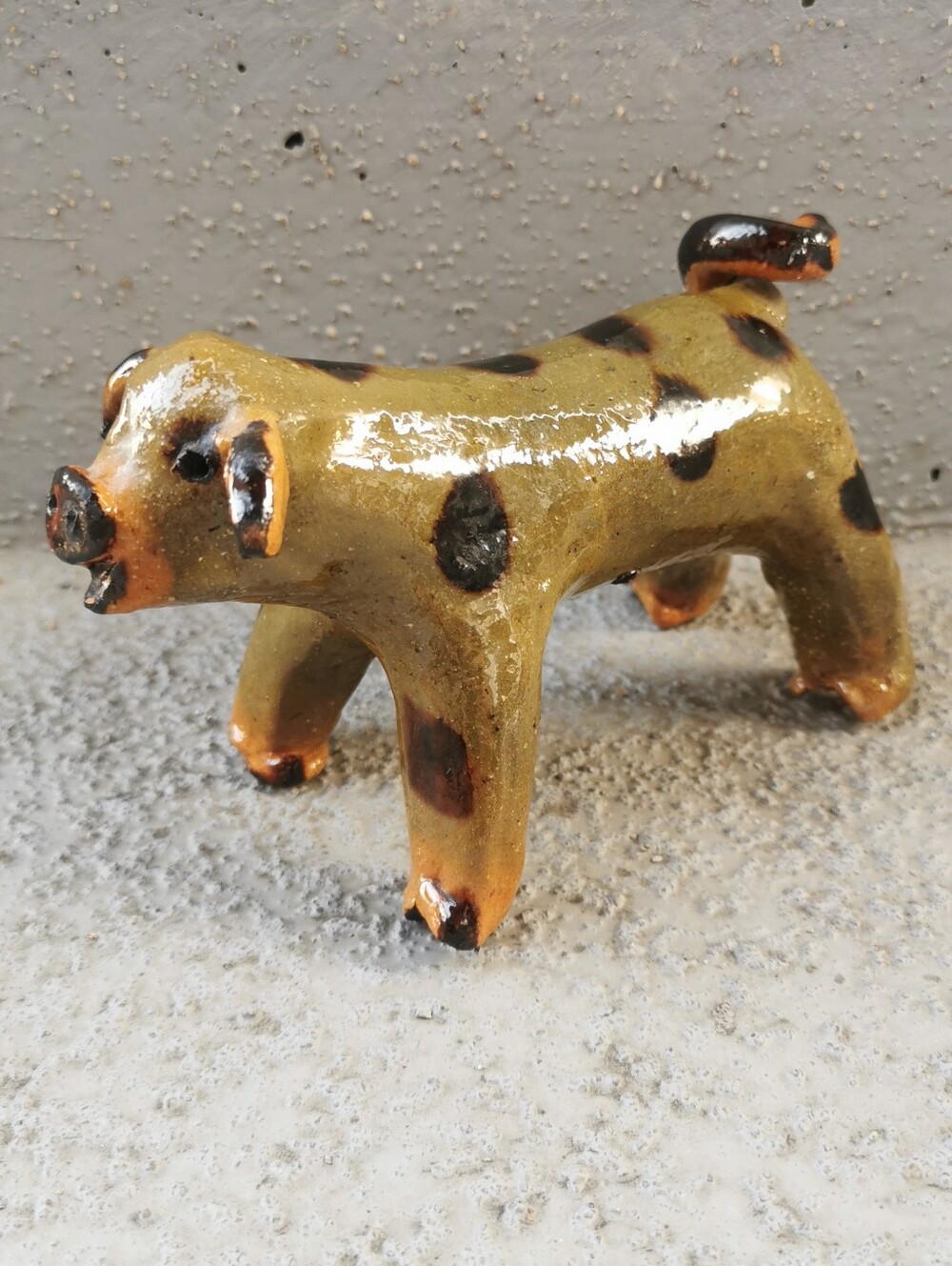 Vintage Studio Pottery Pig Figurine Folk Art Ceramic Sculpture